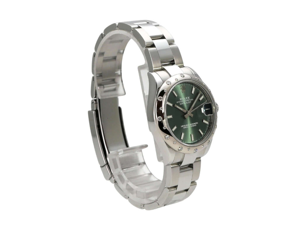 Rolex Datejust 31 Edelstahl Weißgold mit mintgrünem Zifferblatt und Diamanten, Ref. 278344RBR.