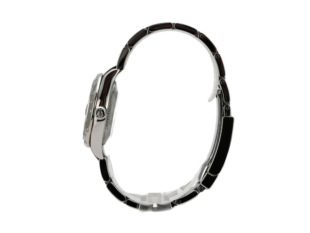 Rolex Datejust 31 Edelstahl Weißgold Diamant 278344RBR Mintgrün seitliche Ansicht mit Oysterband