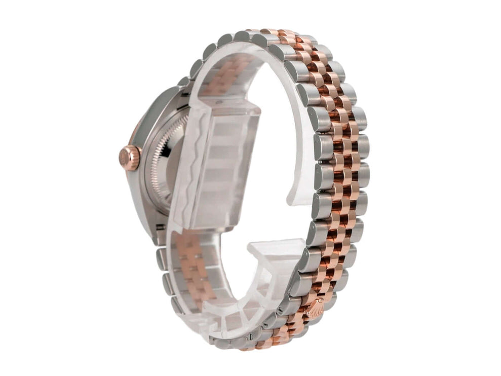 Rolex Datejust 28 Stahl Everose‑Gold 279171 Olive Dia Jubile-Band, Seitenansicht mit Jubilee-Armband