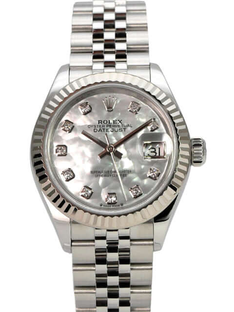 Rolex Datejust 28 279174 Perlmutt Dia Jubile-Band, Edelstahl, Weißgoldlünette, Diamantzifferblatt, Automatik