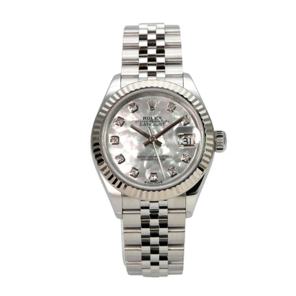 Rolex Datejust 28 279174 Perlmutt Dia Jubile-Band, Damenarmbanduhr mit Diamantzifferblatt und Edelstahlband