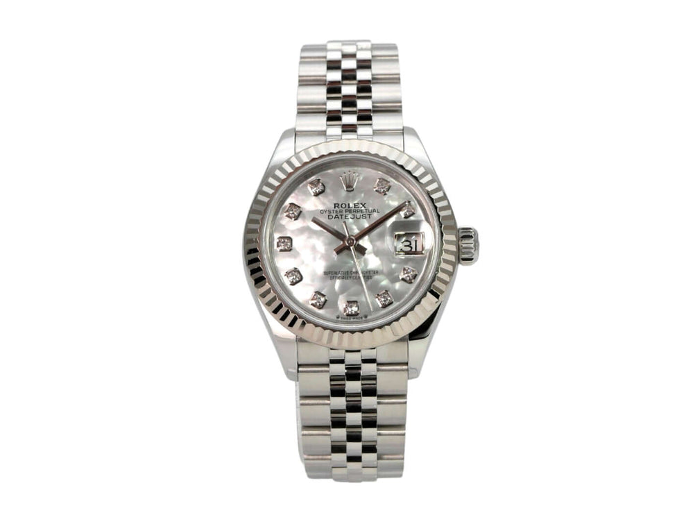 Rolex Datejust 28 279174 Perlmutt Dia Jubile-Band, Damenarmbanduhr mit Diamantzifferblatt und Edelstahlband