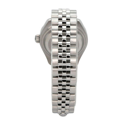 Rolex Datejust 28 279174 Perlmutt Dia Jubile-Band, Edelstahlarmband und Gehäuseansicht von hinten