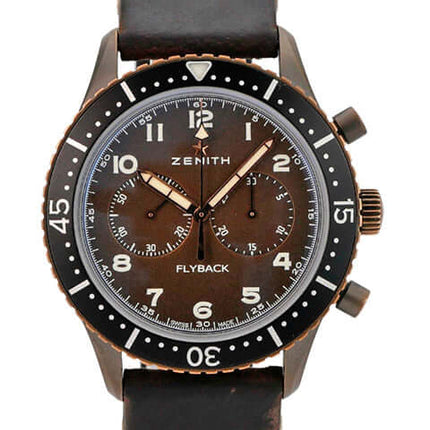 Zenith Pilot Cronometro Tipo CP-2 Flyback 29.2240.405-18.C801 Bronze-Chronograph mit braunem Lederband