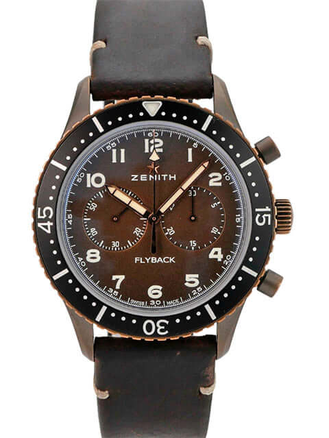 Zenith Pilot Cronometro Tipo CP-2 Flyback 29.2240.405-18.C801 Bronze-Chronograph mit braunem Lederband