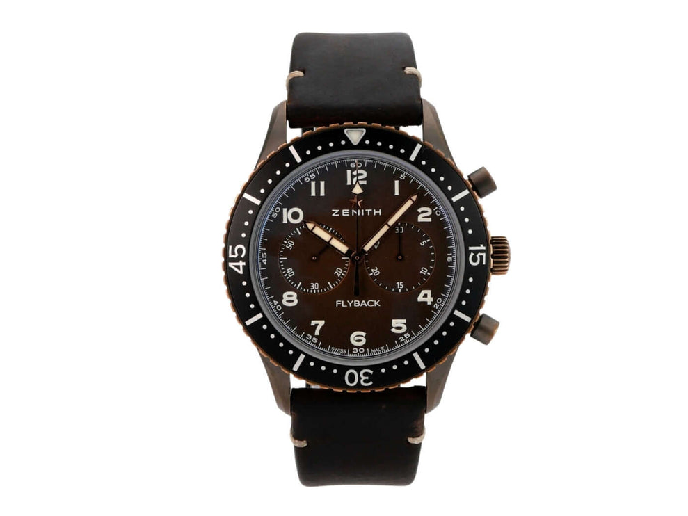 Zenith Pilot Cronometro Tipo CP-2 Flyback 29.2240.405-18.C801 Bronze-Chronograph mit braunem Lederband
