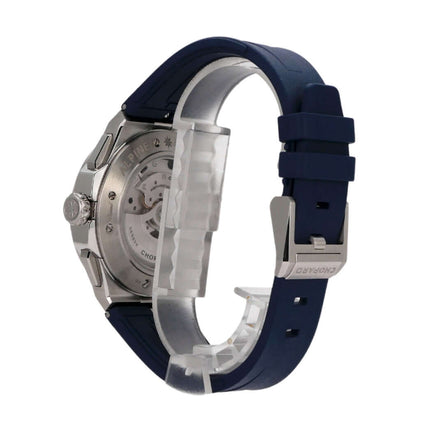 Chopard Alpine Eagle XL Chrono Ref. 298609-3003 mit blauem Kautschukband und Sichtboden, Edelstahlgehäuse, Automatikwerk.