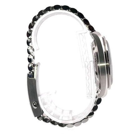 Omega Speedmaster Professional Moonwatch Ref. 310.30.42.50.01.002 Seitenansicht, Edelstahl Gehäuse und Armband.