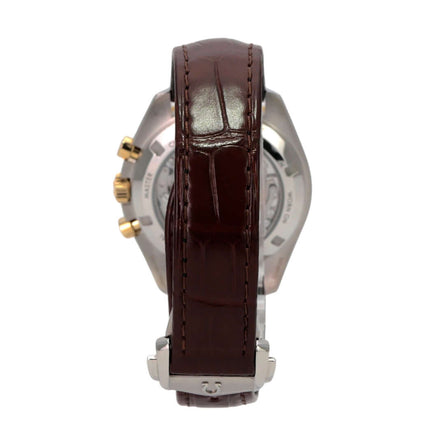 Omega Speedmaster Moonwatch 310.23.42.50.02.001 Rückansicht mit braunem Lederband