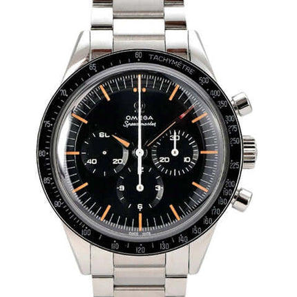 Omega Moonwatch First Omega in Space 310.30.40.50.06.001 Uhr mit schwarzem Zifferblatt und Edelstahlarmband