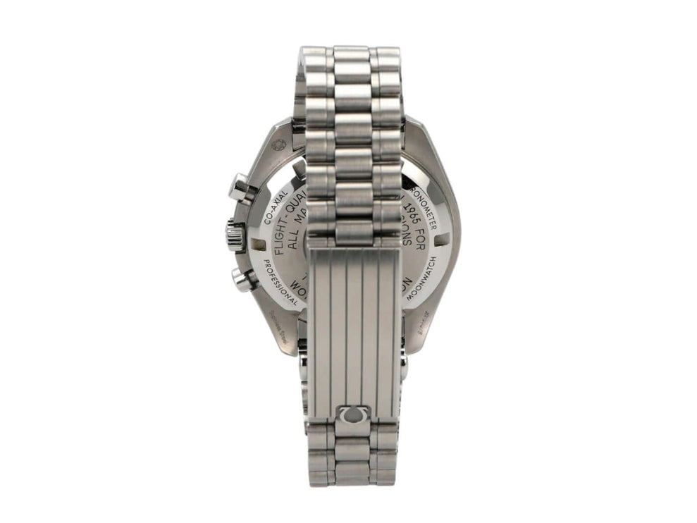 Omega Speedmaster Professional Moonwatch 310.30.42.50.01.001 Rückansicht mit Edelstahl Armband.