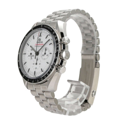 Omega Speedmaster Professional Moonwatch 310.30.42.50.04.001, Edelstahl, 42 mm, weisses Zifferblatt, poliertes Armband.