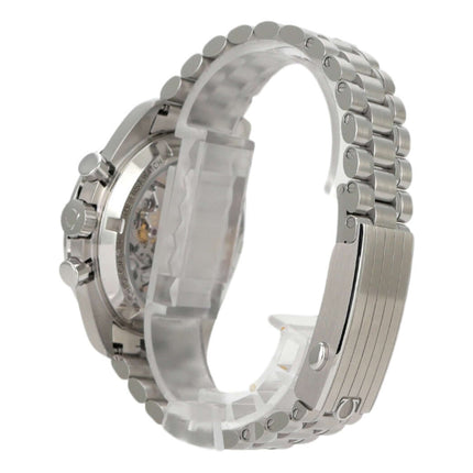 Omega Speedmaster Professional Moonwatch Edelstahlgehäuse und Armband, seitliche Ansicht, Kaliber Omega 3861