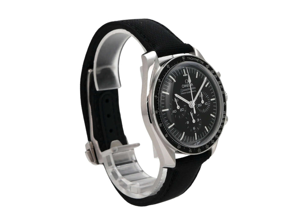 Omega Speedmaster Professional Moonwatch 310.32.42.50.01.001 auf schwarzem Textilarmband mit poliertem Edelstahlgehäuse
