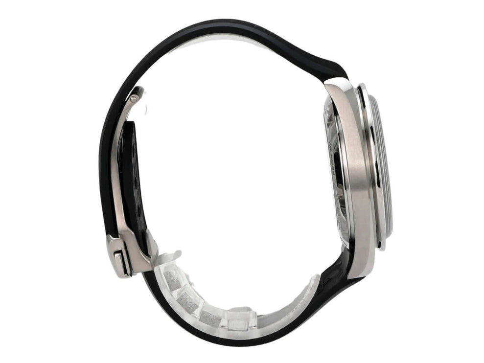 Omega Speedmaster Professional Moonwatch 310.32.42.50.04.001 seitliche Ansicht mit schwarzem Kautschukband