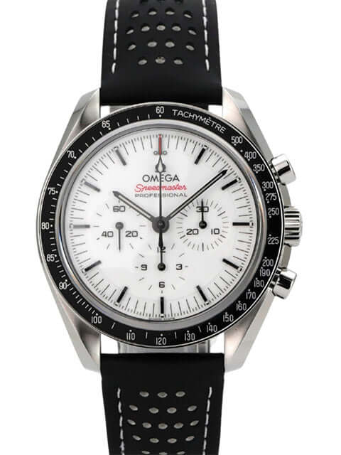 Omega Speedmaster Professional Moonwatch 310.32.42.50.04.002 mit weißem Zifferblatt und schwarzem Armband