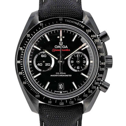 Omega Speedmaster Moonwatch Dark Side of the Moon 310.92.44.51.01.002, schwarze Keramik mit schwarzem Zifferblatt und Nylonarmband
