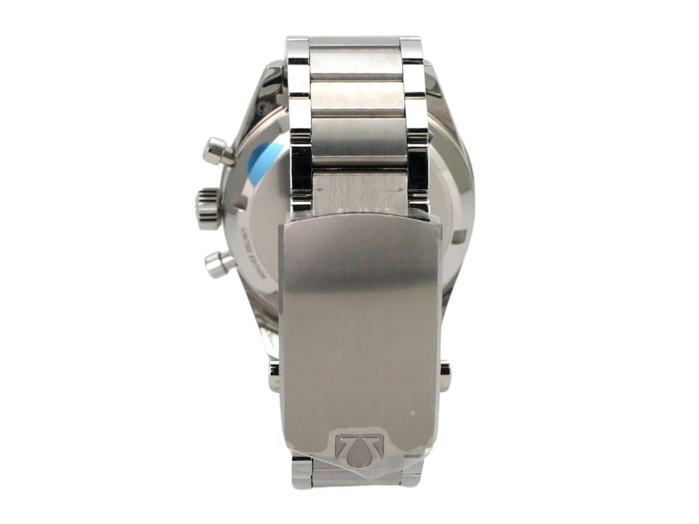 Omega Speedmaster 57 Chronograph Limited 311.10.39.30.01.001 Rückansicht mit Edelstahlband und Gehäuse.