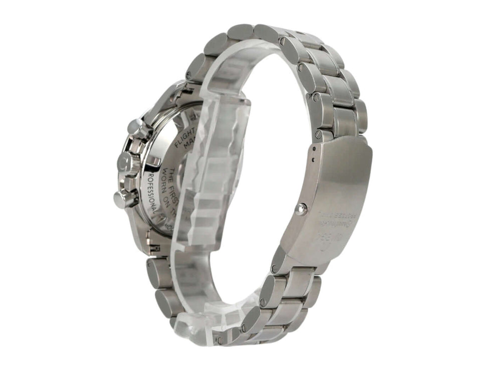 Omega Speedmaster Professional Moonwatch 311.30.42.30.01.005 mit poliertem Edelstahl-Armband und Gehäuse.