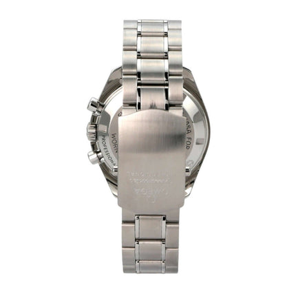 Omega Speedmaster Professional Moonwatch 311.30.42.30.01.005, Rückansicht mit Edelstahl-Armband, poliert und satiniert.
