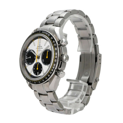 OMEGA Speedmaster Racing 326.30.40.50.04.001 Automatikuhr mit Edelstahlarmband und weiß-schwarzem Zifferblatt