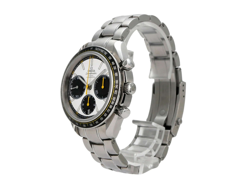 OMEGA Speedmaster Racing 326.30.40.50.04.001 Automatikuhr mit Edelstahlarmband und weiß-schwarzem Zifferblatt