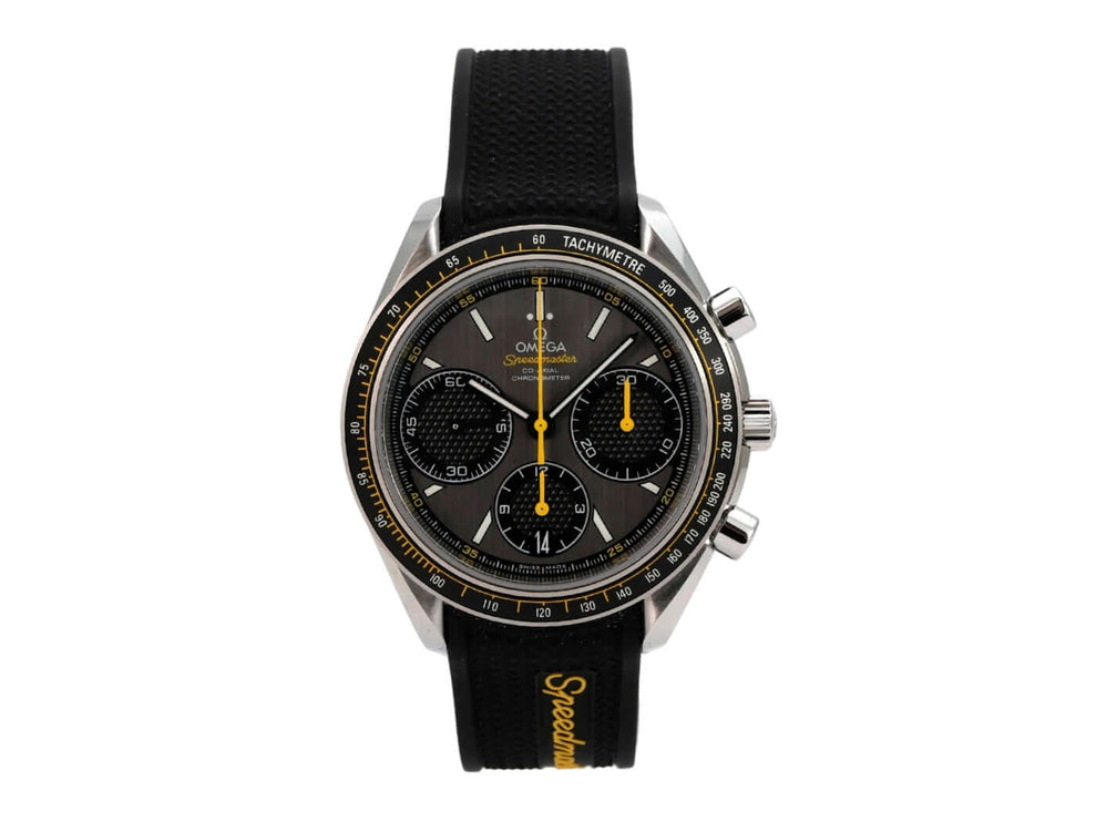 Omega Speedmaster Racing 326.32.40.50.06.001 mit schwarzem Kautschukarmband und Tachymeter-Lünette