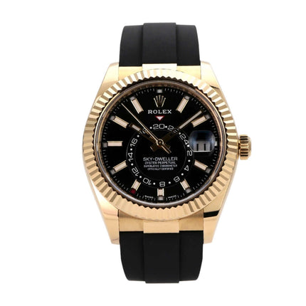 Rolex Sky-Dweller Gelbgold Oysterflex 326238 Schwarz - 18 kt Gelbgold Gehäuse mit schwarzem Oysterflexband