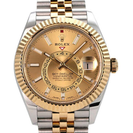 Rolex Sky-Dweller 326933 Champagner Jubile-Band mit Champagnerfarbenem Zifferblatt und Jubile-Armband