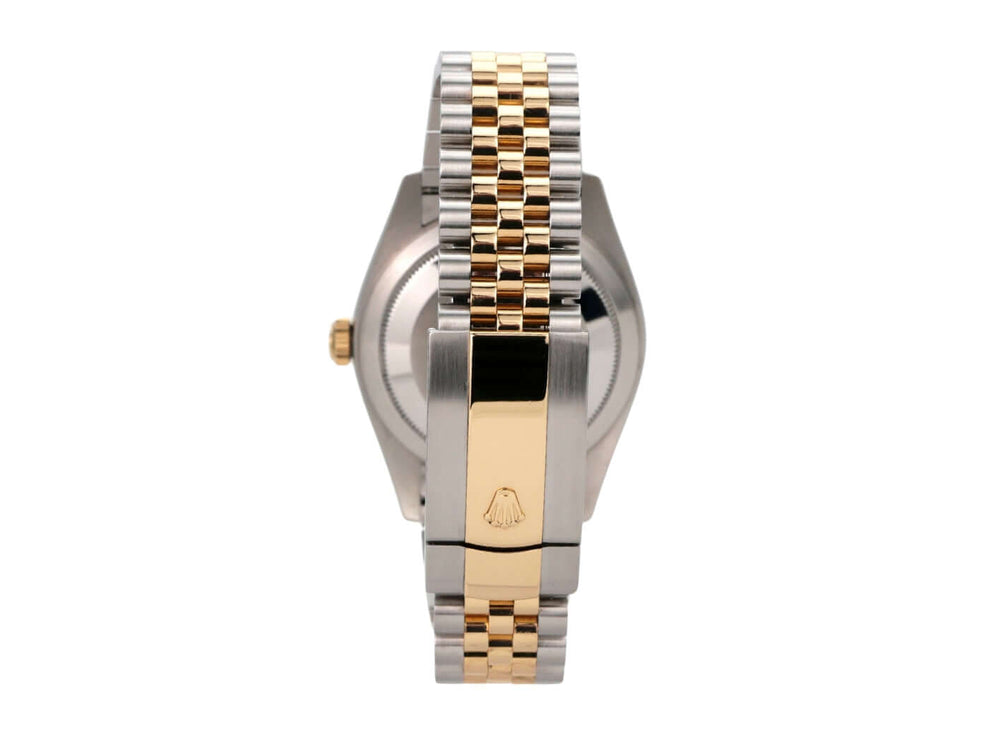 Rolex Sky-Dweller 326933 Champagner Jubile-Band Ansicht der Rückseite mit Jubile-Armband aus Edelstahl und Gelbgold.