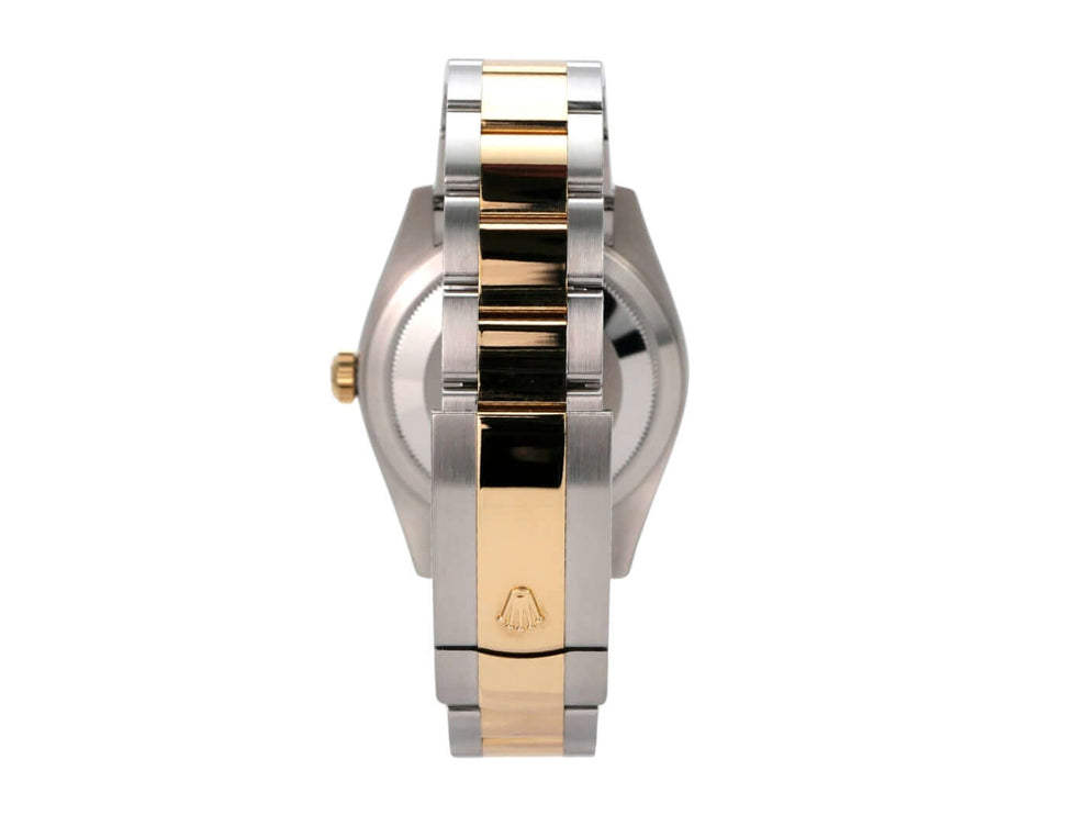 Rolex Sky-Dweller Edelstahl Gelbgold 326933 Schwarz Armbandansicht mit Edelstahl- und Gelbgold-Elementen.