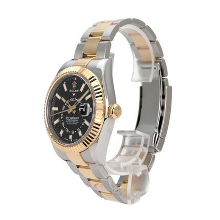 Rolex Sky-Dweller Edelstahl Gelbgold 326933 Schwarz mit schwarzem Zifferblatt und 42 mm Gehäusedurchmesser