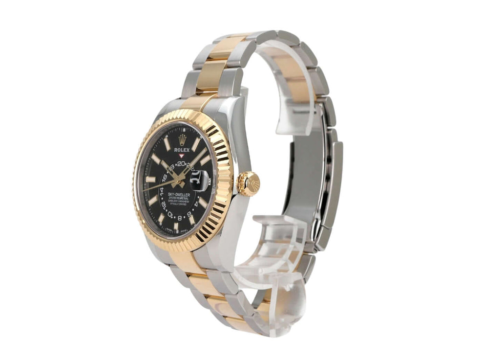 Rolex Sky-Dweller Edelstahl Gelbgold 326933 Schwarz mit schwarzem Zifferblatt und 42 mm Gehäusedurchmesser
