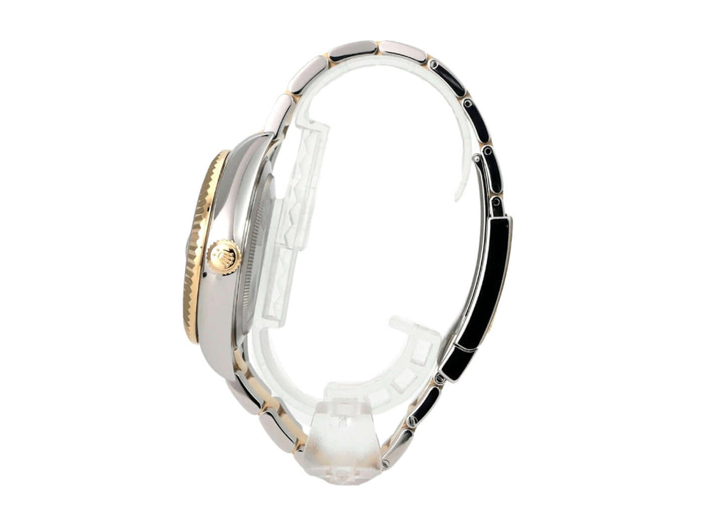 Rolex Sky-Dweller Edelstahl Gelbgold 326933 Schwarz seitliche Ansicht des Gehäuses und Armbands