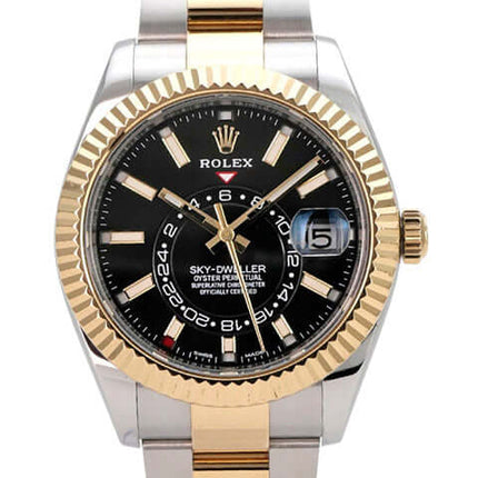 Rolex Sky-Dweller Edelstahl Gelbgold 326933 Schwarz mit schwarzem Zifferblatt und Oyster-Armband