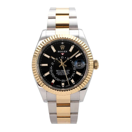 Rolex Sky-Dweller Edelstahl Gelbgold 326933 Schwarz mit schwarzem Zifferblatt und Oyster-Armband