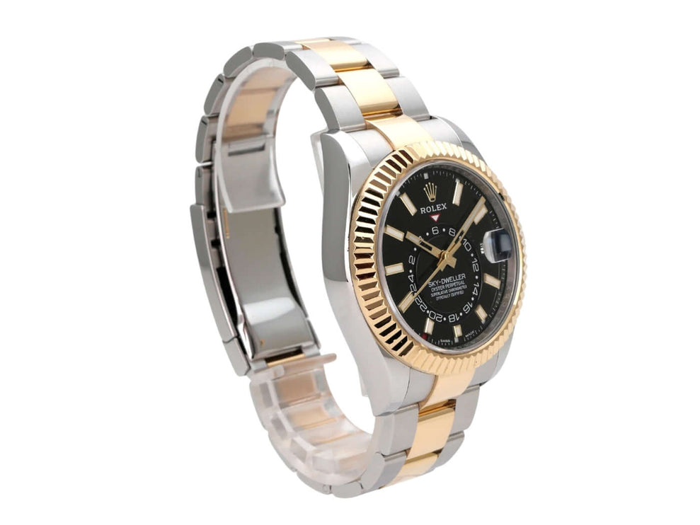 Rolex Sky-Dweller Edelstahl Gelbgold 326933 Schwarz mit schwarzem Zifferblatt und Oyster-Armband