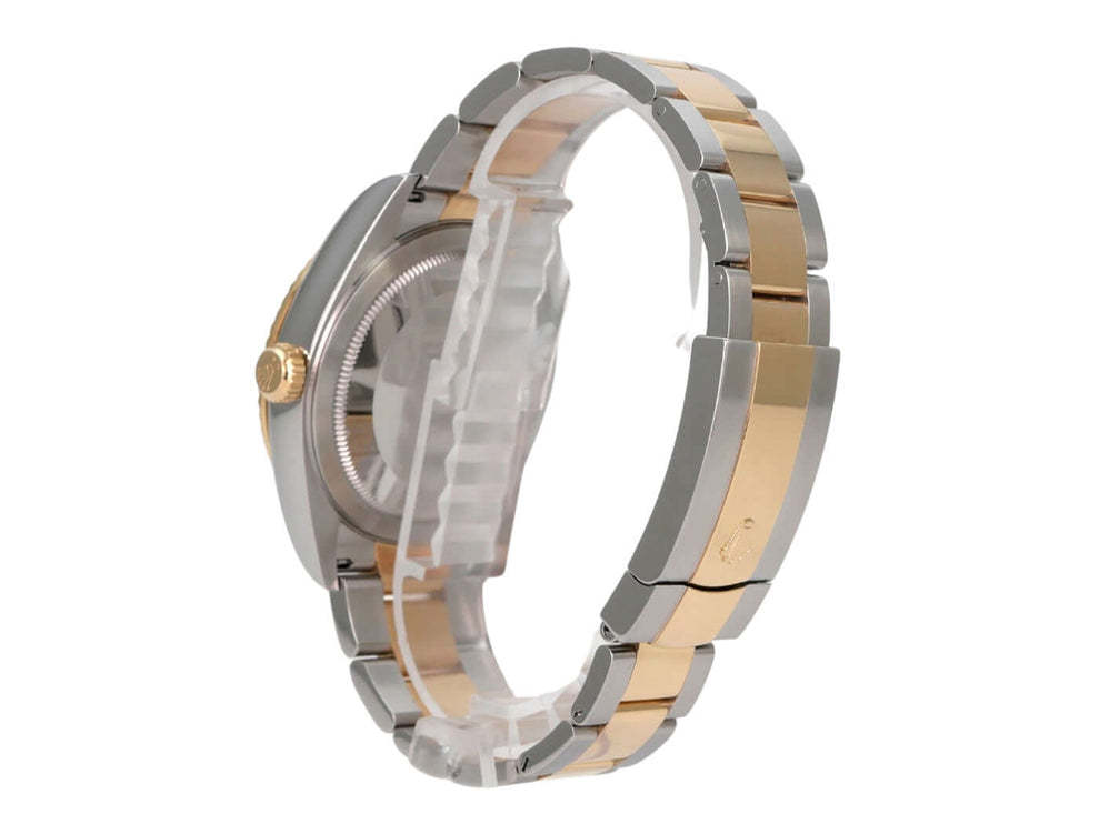 Rolex Sky-Dweller Edelstahl Gelbgold 326933 Schwarz, Seitenansicht mit Oyster-Armband und Ring-Command-Lünette