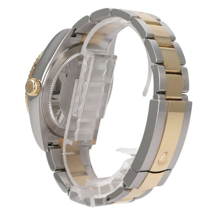 Rolex Sky-Dweller Edelstahl Gelbgold 326933 Schwarz seitliche Ansicht mit poliertem Armband