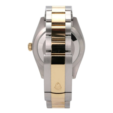 Rolex Sky-Dweller Edelstahl Gelbgold 326933 Schwarz Ansicht der Rückseite mit Oyster-Armband in Edelstahl und Gelbgold.