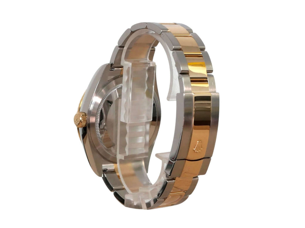 Rolex Sky-Dweller Edelstahl Gelbgold 326933 Weiß, Rückansicht mit Oyster-Armband und Ring-Command-Lünette