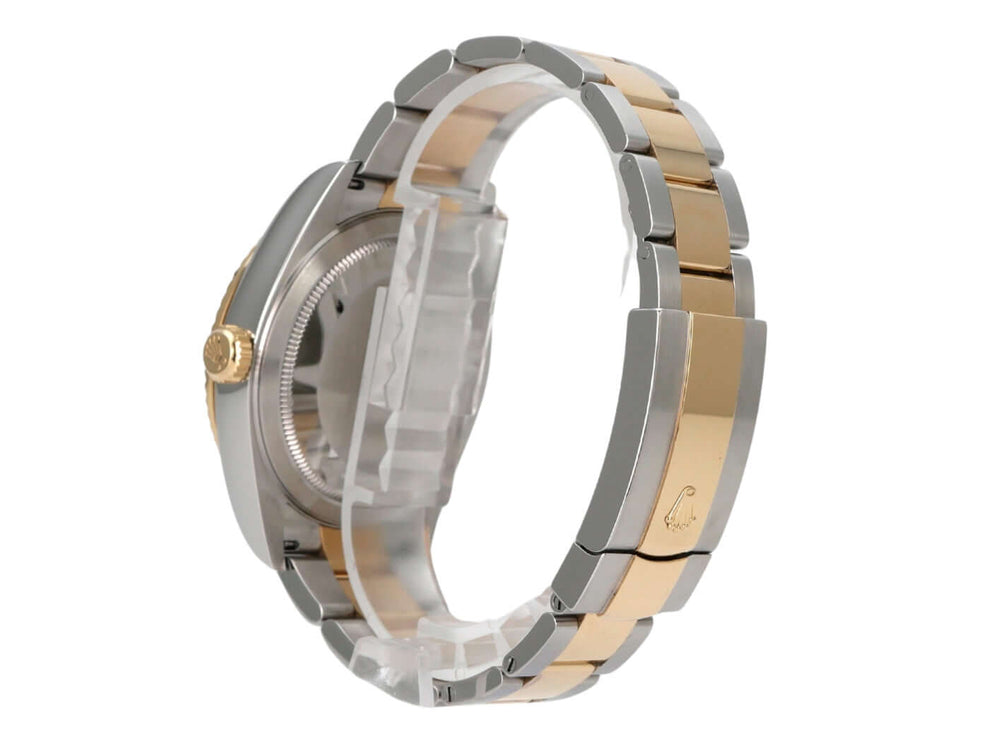 Rolex Sky-Dweller Edelstahl / Gelbgold 326933 Weiß seitliche Ansicht mit poliertem Edelstahl- und Gelbgoldarmband