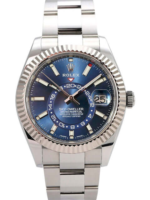 Rolex Sky-Dweller Edelstahl / Weißgold 326934 Blau mit blauem Zifferblatt und Oyster-Armband aus Edelstahl