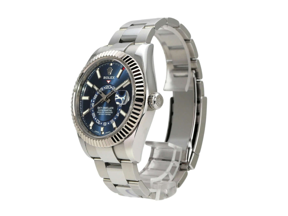 Rolex Sky-Dweller Edelstahl / Weißgold 326934 Blau mit blauem Zifferblatt und Oyster-Armband