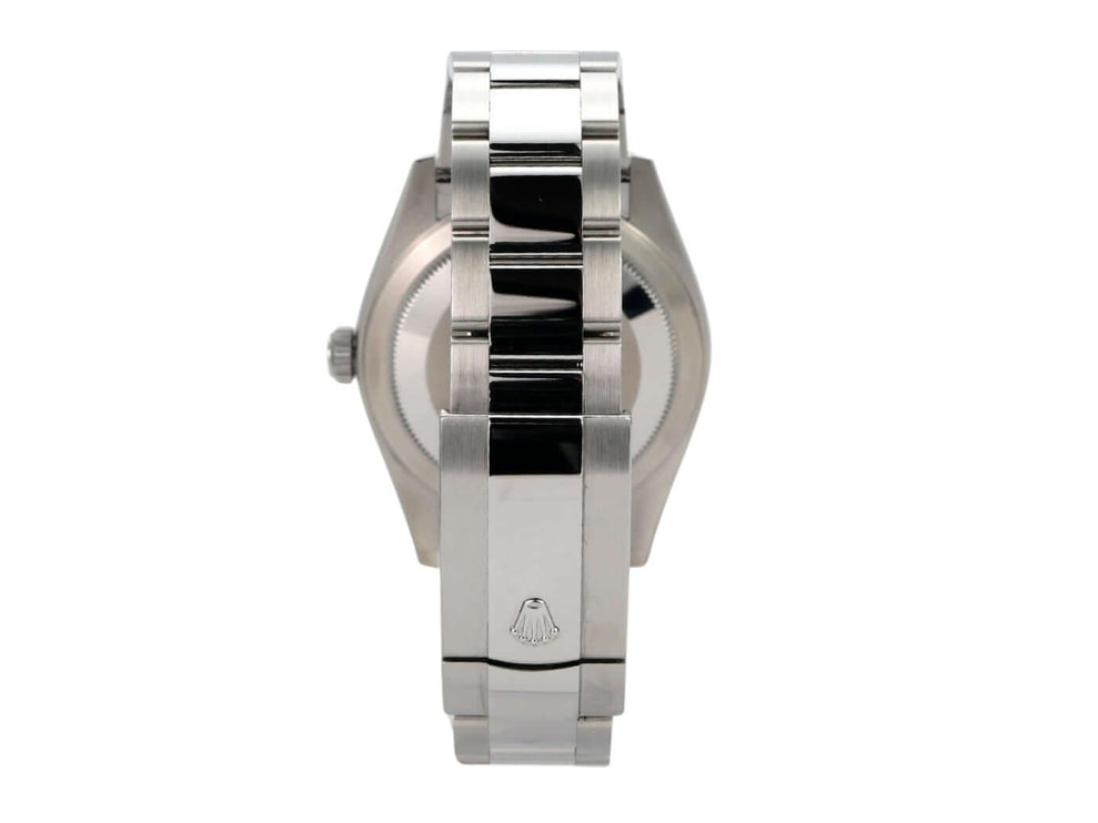 Rolex Sky-Dweller Edelstahl / Weißgold 326934 Blau Ansicht von der Seite mit Oyster-Armband.