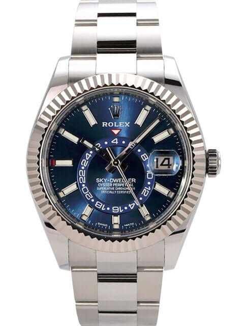 Rolex Sky-Dweller Edelstahl Weißgold 326934 mit blauem Zifferblatt und Oyster-Armband, ungetragen aus 2023.