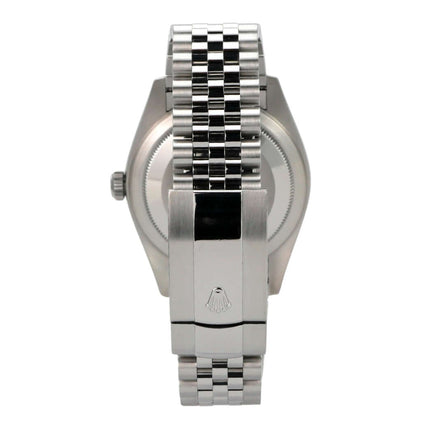 Rolex Sky-Dweller 326934 Edelstahl Weißgold Blau Jubile-Band Rückansicht des Armbands mit Oysterclasp-Faltschließe.