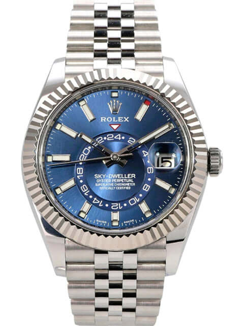 Rolex Sky-Dweller 326934 Edelstahl Weißgold Blau Jubile-Band, 42 mm, blaues Zifferblatt, Automatikwerk