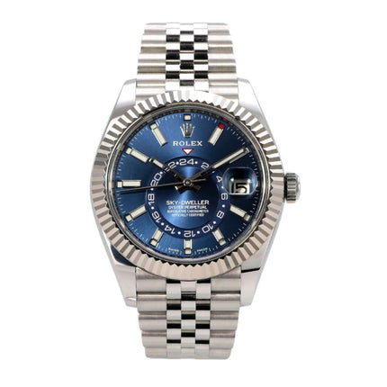 Rolex Sky-Dweller 326934 Edelstahl Weißgold Blau Jubile-Band, blaues Zifferblatt, 42 mm
