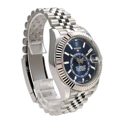Rolex Sky-Dweller 326934 Edelstahl Weißgold Blau Jubile-Band, Luxus Uhr mit blauem Zifferblatt